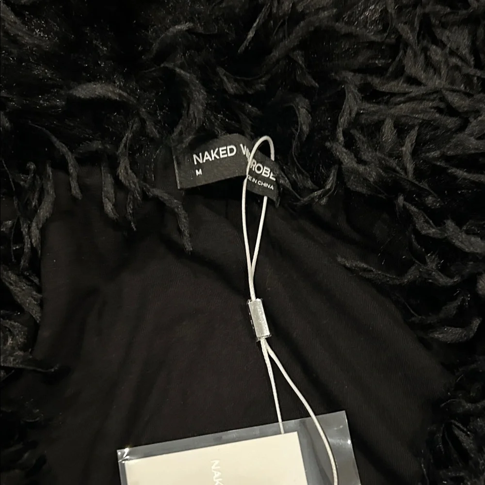 Naked Wardrobe Black Bodysuit with Faux Fur Collar - Picture 4 of 8